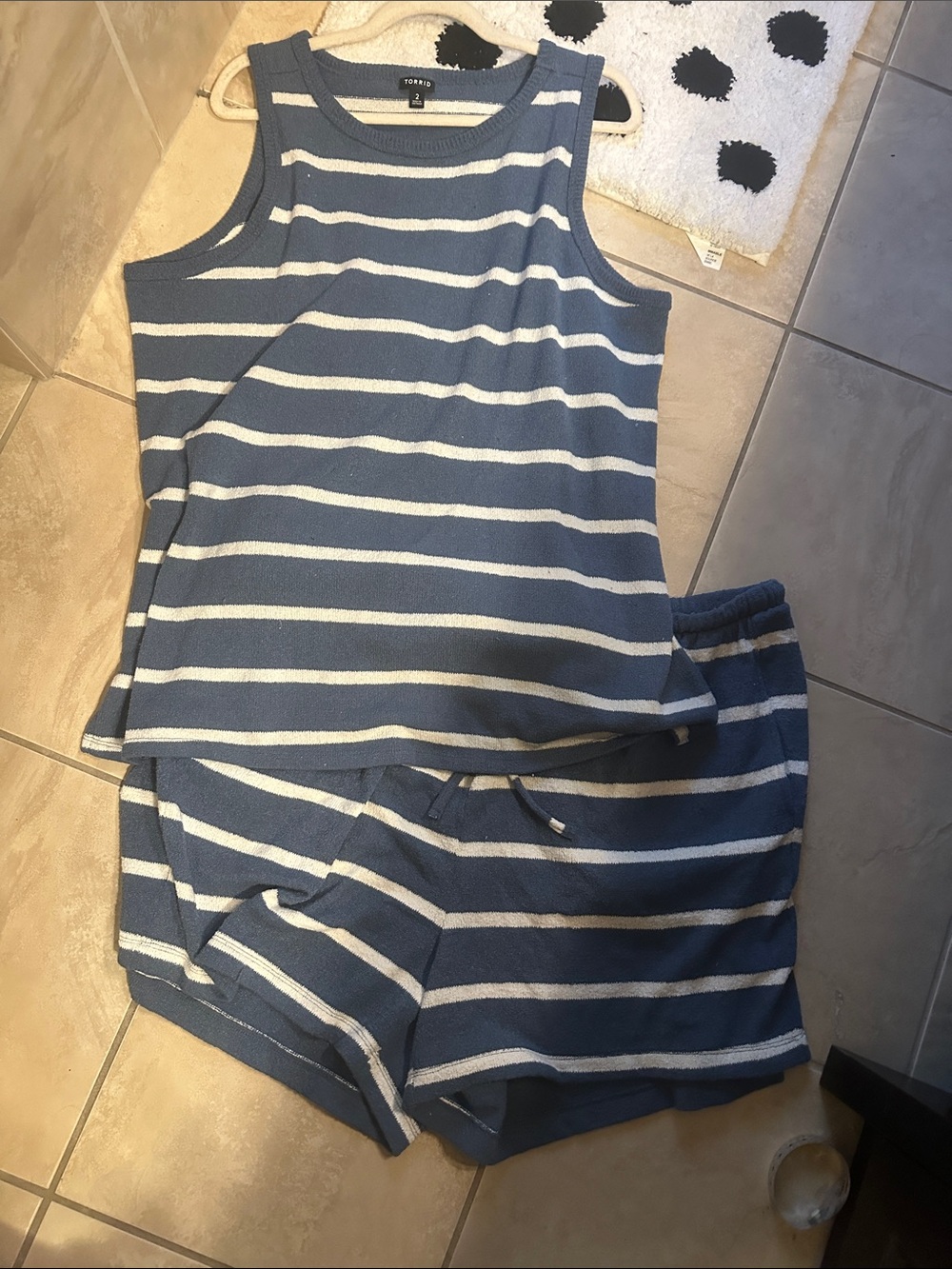 torrid Blue & White Striped Knit Athletic Lounge Shorts Set